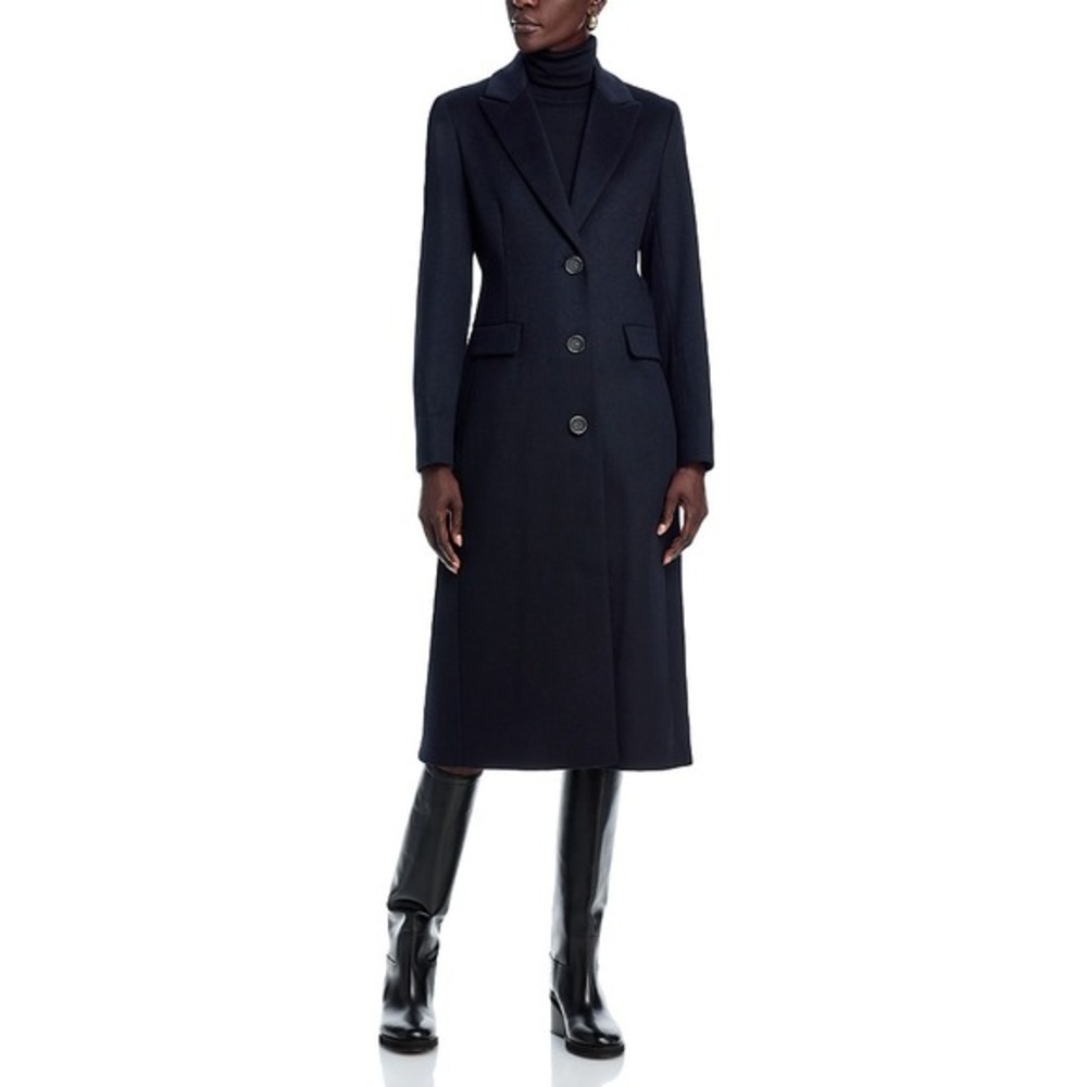 NWT CINZIA ROCCA Icons Women's Wool Cashmere Coat In Black $1,170 - Size US 6